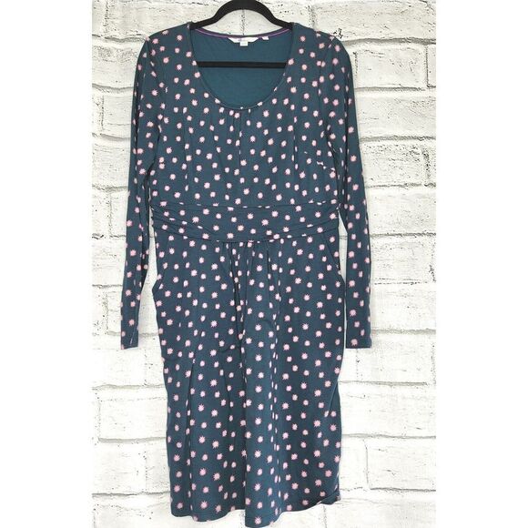 BODEN Mabel Women's Jersey Knit Bud Floral Knee Length Long Sleeve Size 12R - Picture 1 of 7